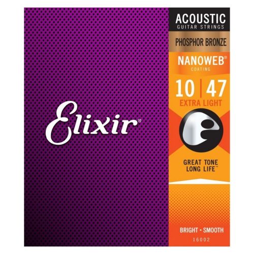 gitara akustyczna struny elixir 16002 - NANOWEB Phosphor Bronze (10-47)
