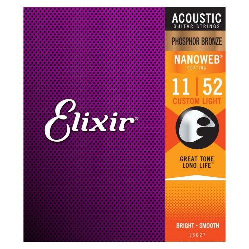 gitara akustyczna struny elixir 16027 - NANOWEB Phosphor Bronze (11-52)