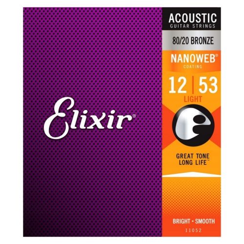 gitara akustyczna struny elixir 11052 - NANOWEB 80/20 Bronze (12-53)